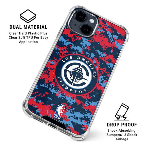 NBA LA Clippers Digi Camo iPhone 14 Clear Case
